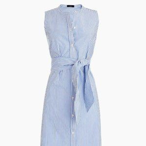 J Crew Striped Blue and White Sleeveless Shirt Dress XS